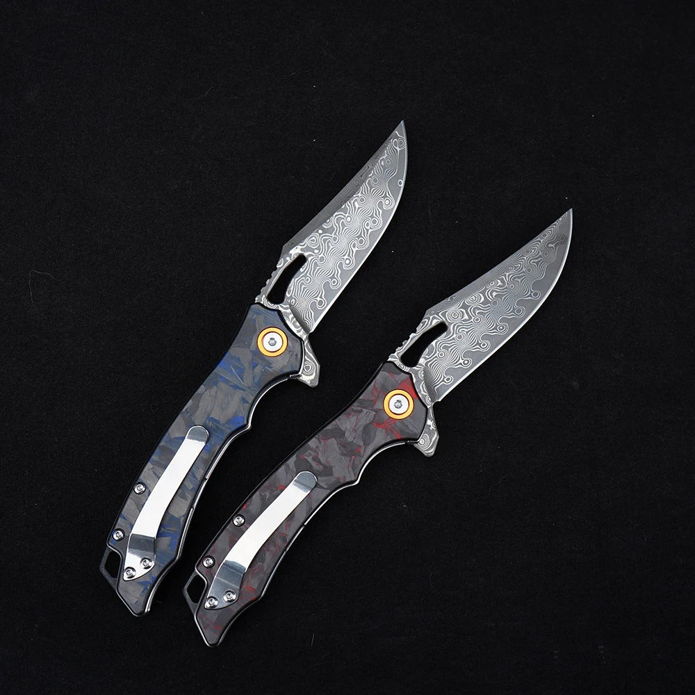 Damascus folding pocket knife