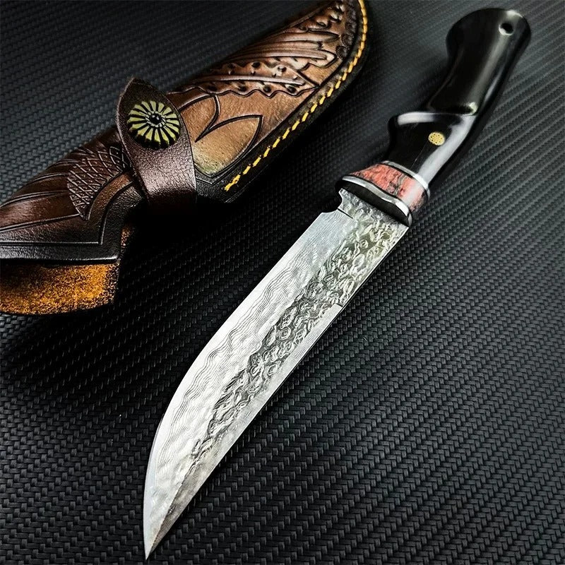 Damascus style Drop Point knife