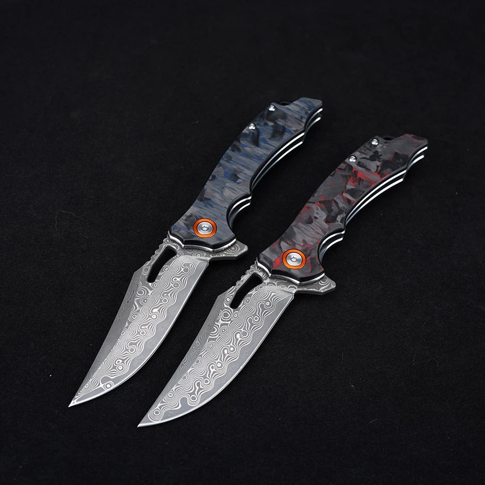 Damascus folding pocket knife