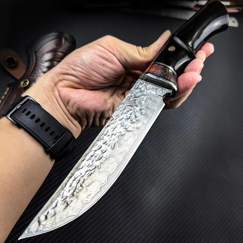 Damascus style Drop Point knife