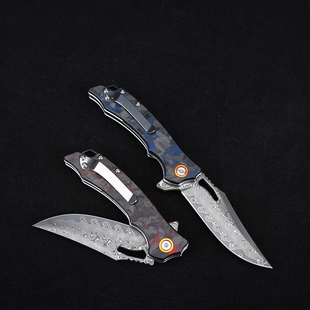 Damascus folding pocket knife