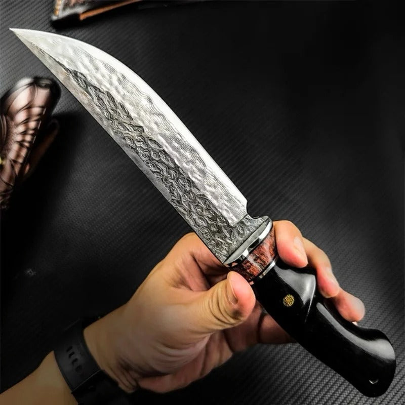 Damascus style Drop Point knife