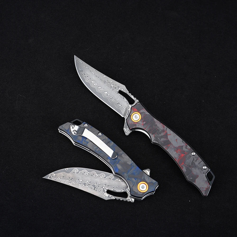 Damascus folding pocket knife