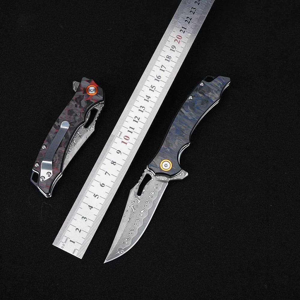 Damascus folding pocket knife