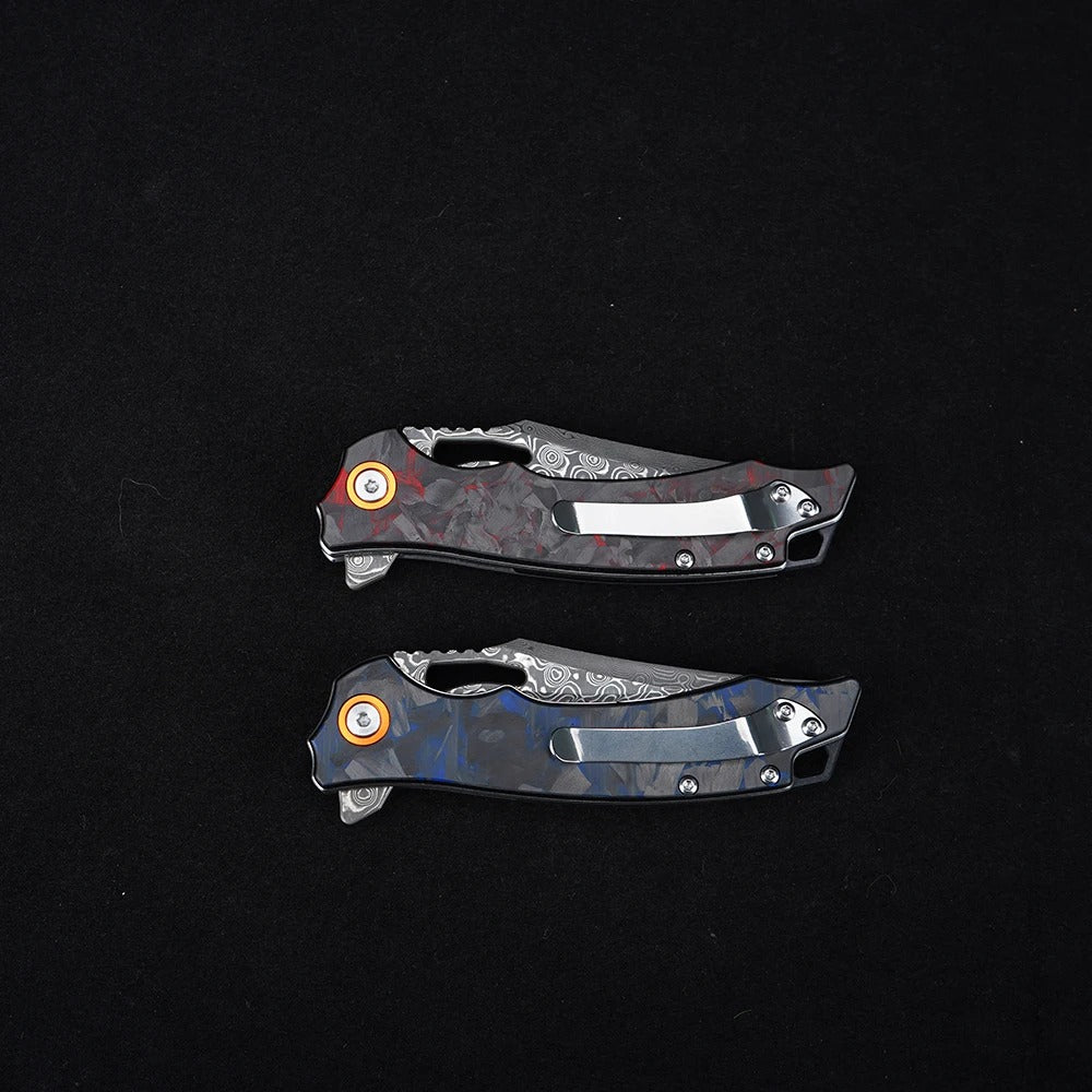 Damascus folding pocket knife