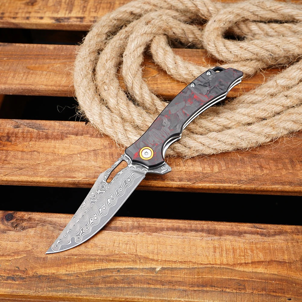 Damascus folding pocket knife